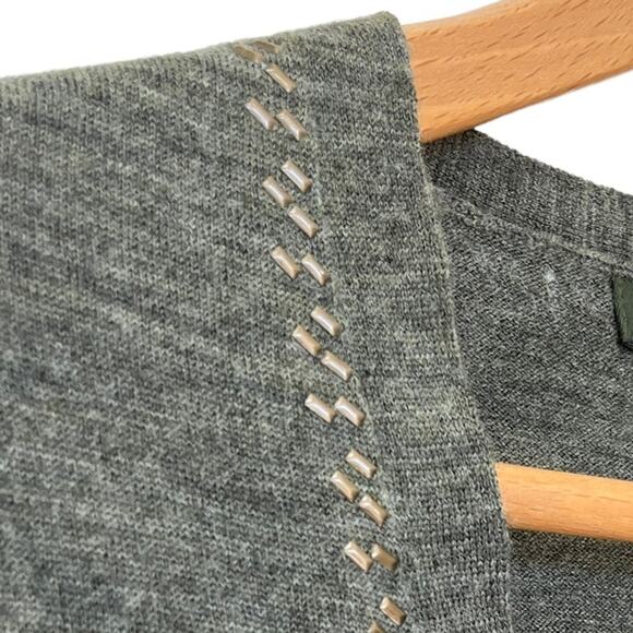 Eddie Bauer 100% Merino Wool Cardigan Sz S Women’s V Neck Sweater Brass Green - Picture 2 of 10